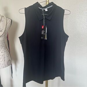 Under Armour Fitted Golf Sleeveless Polo, Black, Size L, NWT